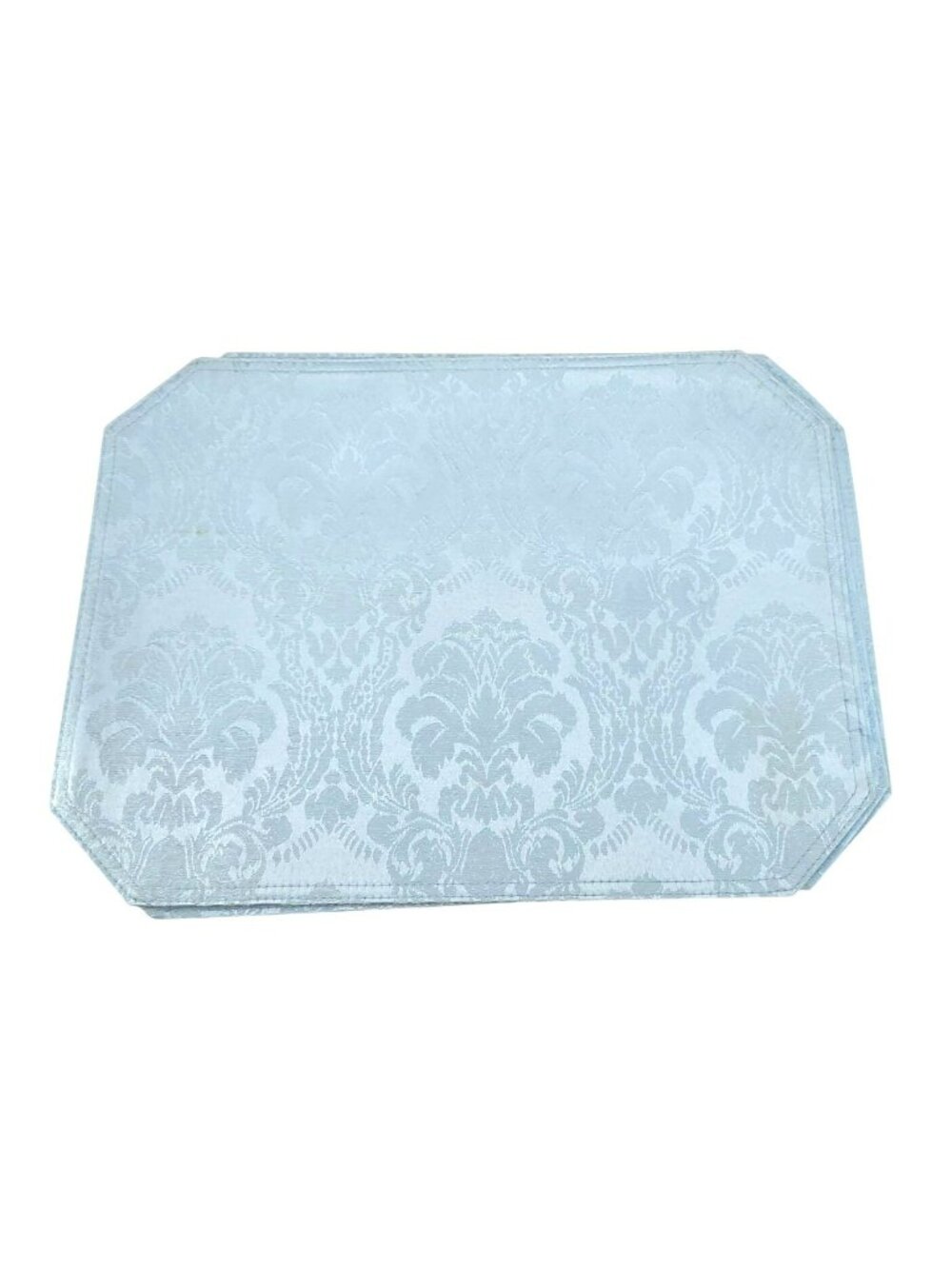 Blue Damask Jacquard Placemat Set Of 6 With Octagonal Design Vintage JJ4350